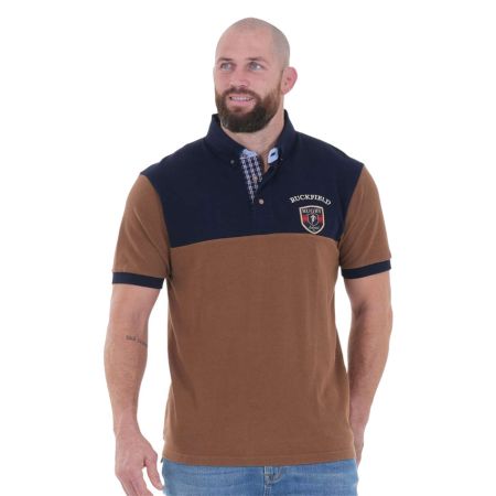 Polo Rugby Manches Courtes Selected Beige Foncé - Ruckfield
