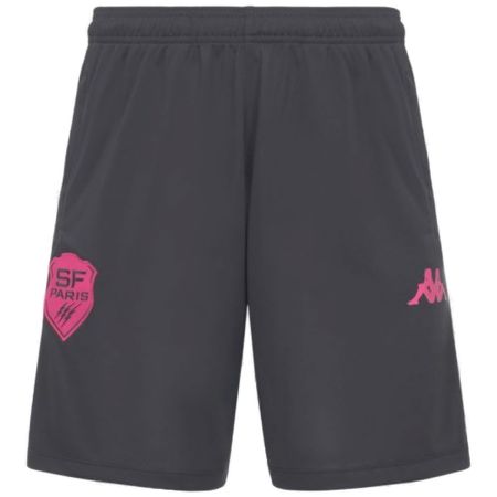 Short rugby entraînement Stade Français Paris gris rose Kappa