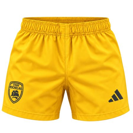 Short rugby extérieur jaune noir Stade Rochelais 2026/2027 Adidas face