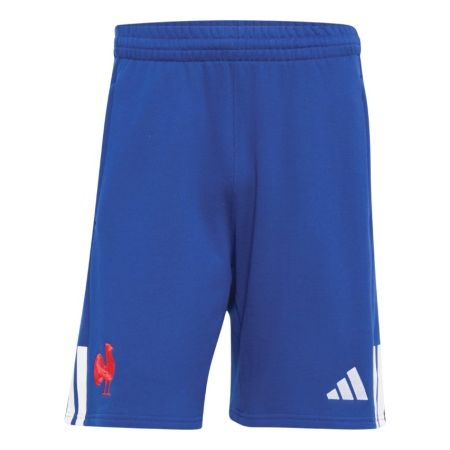 Short de voyage rugby France FFR adidas coton bleu marine