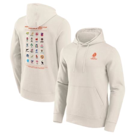 Sweat capuche rugby off white Coupe Monde 2027 Australie vue face