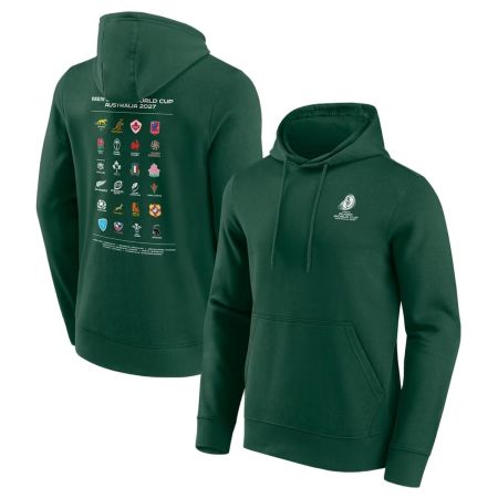 Sweat à capuche rugby 24 Unions Coupe du Monde 2027 vert