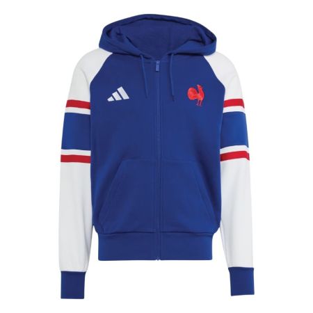 Sweat-shirt rugby France FFR Travel zippé à capuche adidas
