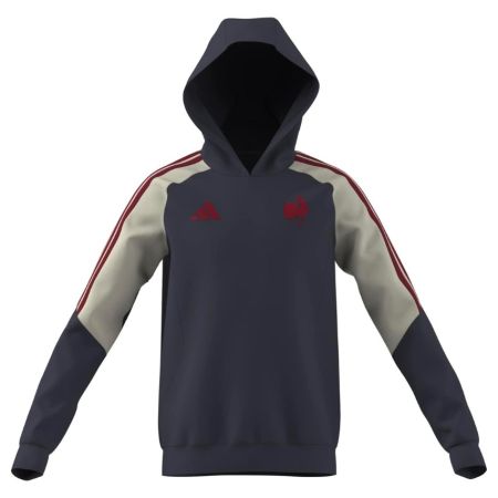 Sweat à capuche rugby FFR enfant bleu marine ombre adidas