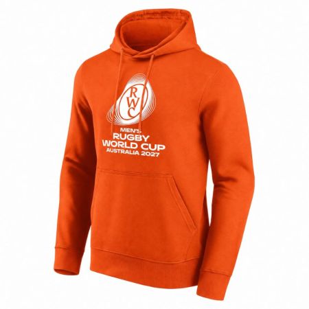 Sweat capuche orange rugby logo brodé Coupe Monde 2027 face