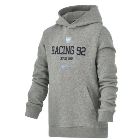Sweat à capuche Racing 92 Nike gris chiné enfant vue face
