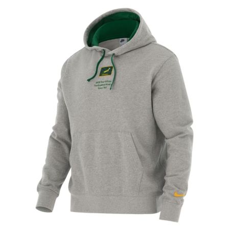 Sweat capuche Nike Springboks gris chiné détails Gorge Green vue face