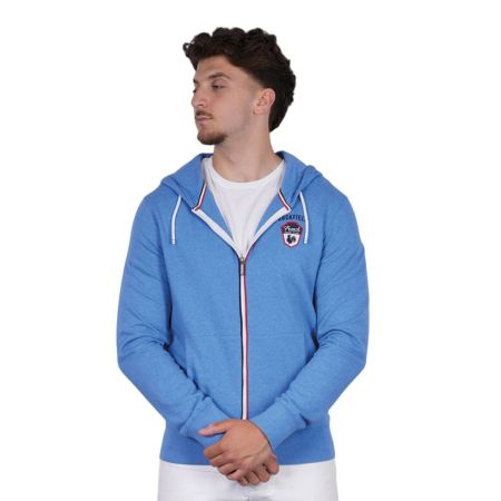 Sweat Rugby zippé à capuche French Rugby Club bleu clair - Ruckfield