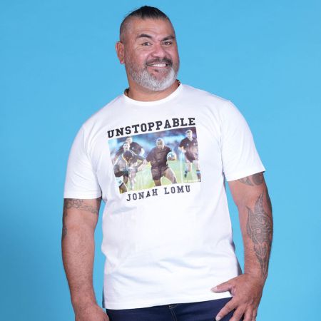 T-shirt Rugby Sérigraphié Jonah Lomu Blanc -  Ruckfield
