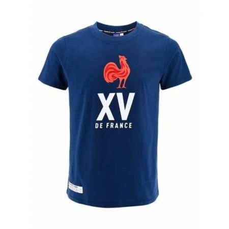 T-shirt rugby XV de France Navy FFR coq rouge officiel