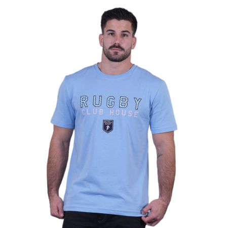 T-Shirt Rugby Manches Courtes Members Club House Bleu Ciel - Ruckfield
