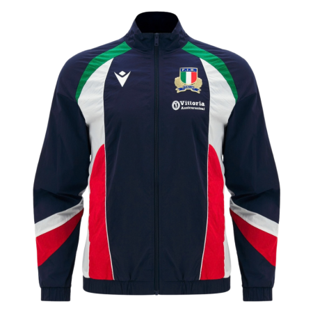 Veste zippée Anthem Warm Up Italia Rugby Macron bleu vue face