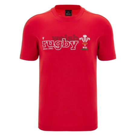 T-Shirt Rugby Supporter Pays de Galles Rouge Macron 2026-2027