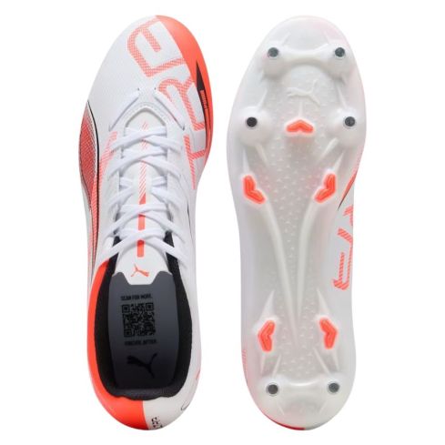 Chaussures Rugby Ultra 5 Play MxSG Crampons Hybrides Terrain Blanc/Rouge - Puma