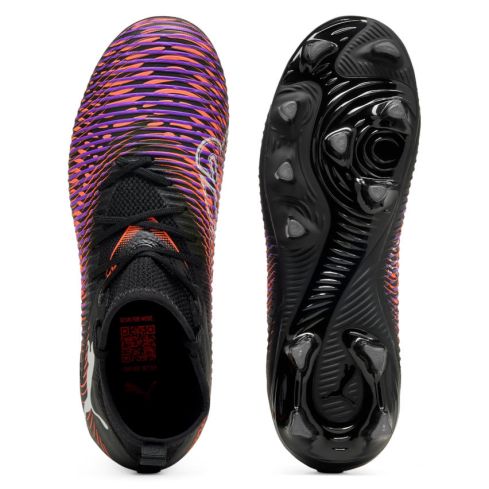 Chaussures Rugby Enfant FUTURE 8 Match FG/AG Crampons Moulés Terrain Sec Noir/Orange/Violet - Puma