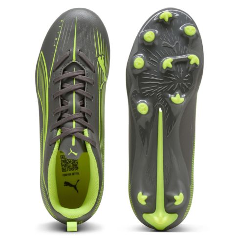 Chaussures Rugby Enfant Ultra 5 Play FG/AG Crampons Moulés Terrain Sec Gris/Vert - Puma