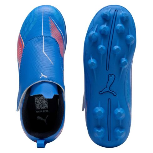 Chaussures Rugby Enfant Ultra 6 Play V FG/AG Crampons Moulés Terrain Sec Bleu Orange - Puma