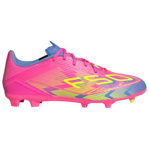 Chaussures Rugby F50 League FG Crampons Moulés Terrain Sec Rose/Bleu/Fluo - Adidas