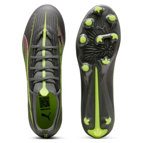 Chaussures Rugby ULTRA 5 MATCH FG/AG Crampons Moulés Terrain Sec Gris/Vert - Puma
