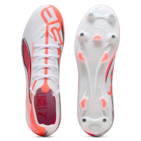 Chaussures Rugby Ultra 5 Match MxSG Crampons Hybrides Tout Terrain Blanc/Rouge - Puma