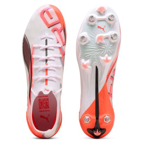 Chaussures Rugby Ultra 5 Ultimate MxSG Crampons Hybrides Tout Terrain Blanc/Rouge - Puma