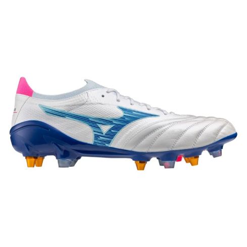 Chaussures Rugby Morelia Neo IV B Elite SI Rugby Hybride Terrain Mixte Blanc et Bleu - Mizuno