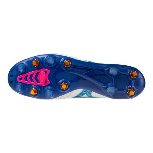 Chaussures Rugby Morelia Neo IV B Elite SI Rugby Hybride Terrain Mixte Blanc et Bleu - Mizuno