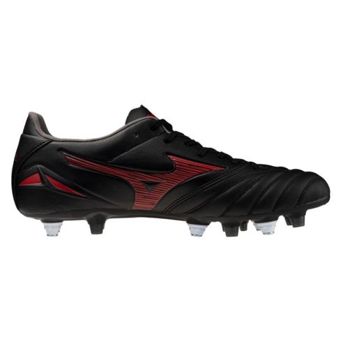 Chaussures Rugby Morelia Neo IV Pro Mix Crampons Hybrides Terrain Mixte Noir et Rouge - Mizuno 