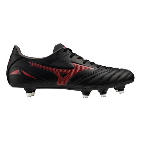 Chaussures Rugby Morelia Neo IV Pro Mix Crampons Hybrides Terrain Mixte Noir et Rouge - Mizuno