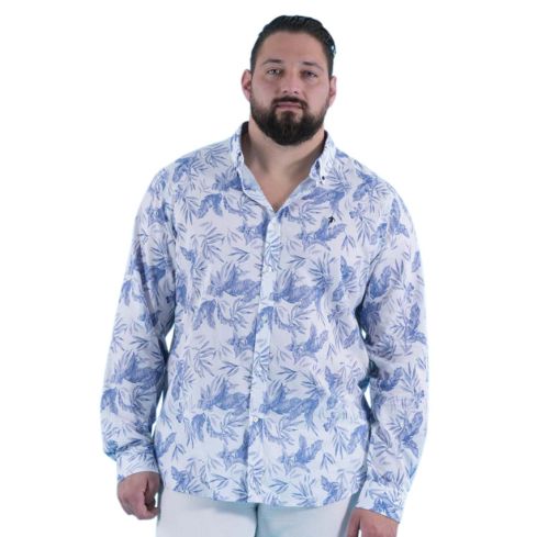 Chemise Rugby Manches Longues à Fleurs Bleus - Ruckfield