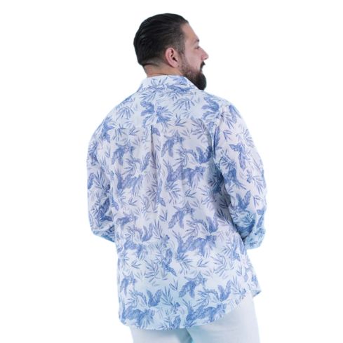 Chemise Rugby Manches Longues à Fleurs Bleus - Ruckfield