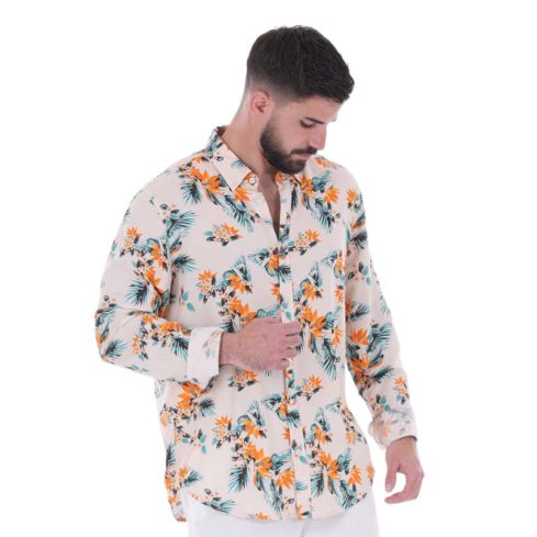 Chemise Rugby Manches Longues Palm Beach blanc cassé - Ruckfield