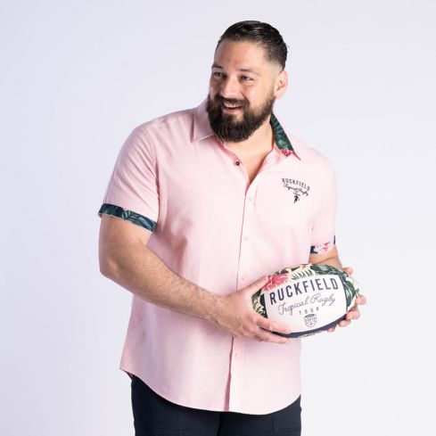 Chemise Rugby Manches Courtes Tropical Rugby Rose - Ruckfield