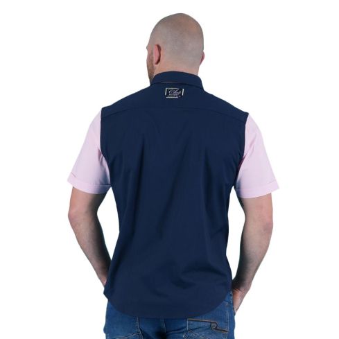 Chemise à manches courtes Rugby Club marine et rose - Ruckfield