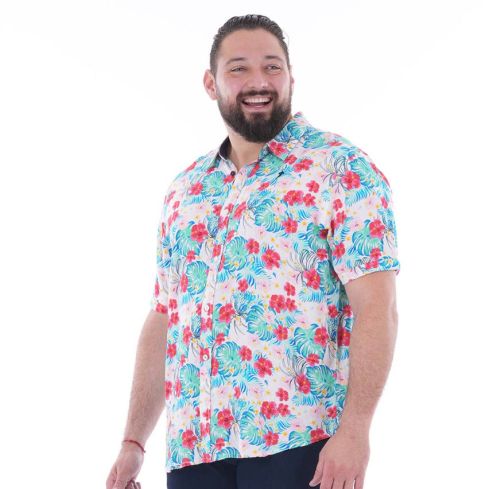 Chemisette Tropical Rugby blanche à imprimé - Ruckfield