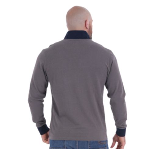 Polo Rugby Col Zippé à manches longues gris foncé - Ruckfield