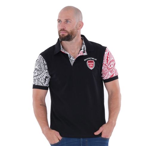 Polo Rugby Manches Courtes Maori Noir - Ruckfield
