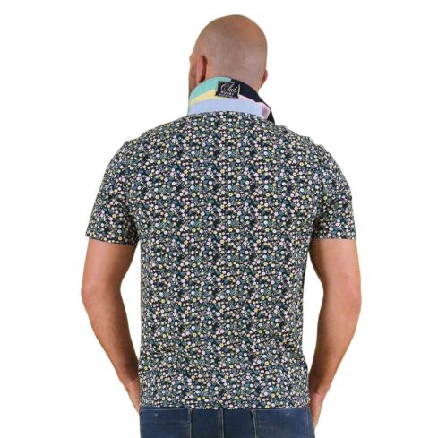 Polo à manches courtes fleuri Rugby Club bleu marine - Ruckfield