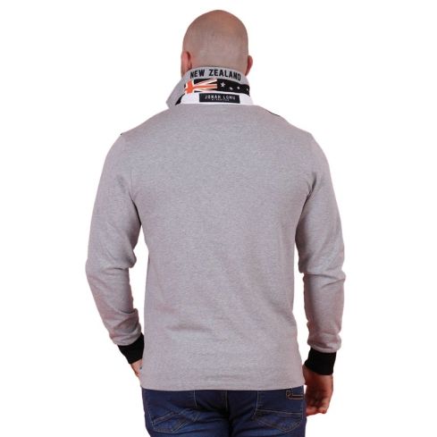 Polo Manches Longues Rugby Jonah Lomu Gris Clair - Ruckfield