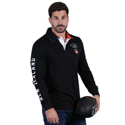 Polo Manches Longues Rugby Jonah Lomu Noir - Ruckfield