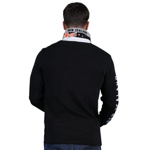 Polo Manches Longues Rugby Jonah Lomu Noir - Ruckfield