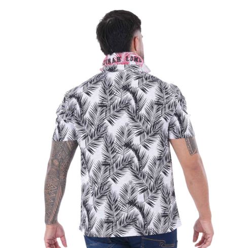 Polo palmes noires à manches courtes Jonah LOMU - Ruckfield