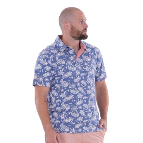 Polo Rugby Manches Courtes Kashmir Imprimé Bleu Clair - Ruckfield