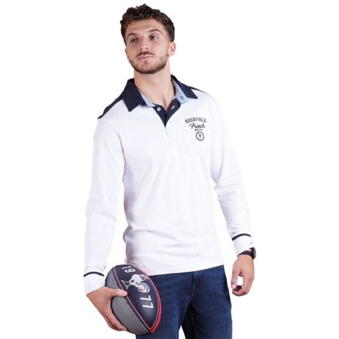 Polo Rugby manches longues French Rugby Club Blanc - Ruckfield