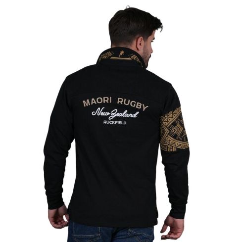 Polo Rugby manches longues Maori Rugby Noir - Ruckfield