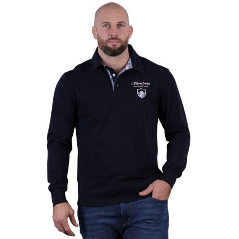 Polo Rugby manches longues Members Club House Bleu Marine - Ruckfield