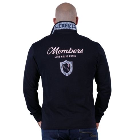 Polo Rugby manches longues Members Club House Bleu Marine - Ruckfield