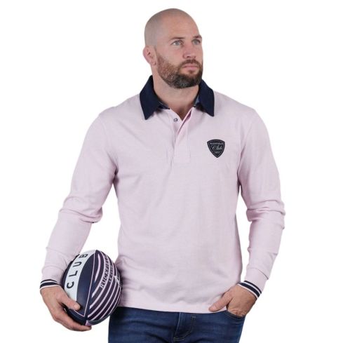 Polo Rugby manches longues Rose Le Club - Ruckfield