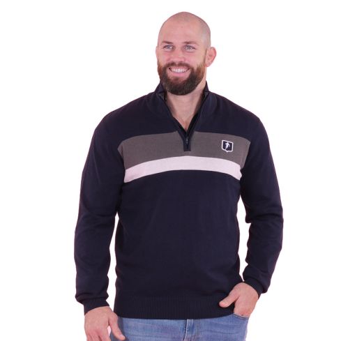 Pull Rugby col zippé Club Ruckfield bleu marine - Ruckfield