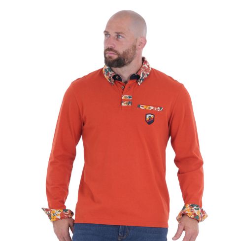 Polo à manches longues rouille Autumn Rugby Tour - Ruckfield

